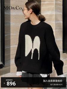 Свитер Moco полушерстяной с принтом, голубой