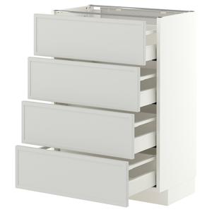 Тумба под шкаф с 4 фасадами и 4 ящиками, белый/светло-серый Aspudden, 60x37 см. IKEA Metod / Maximera