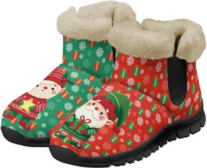 Женские зимние ботинки Jeiento с мехом, утепленные, уличные ботильоны, Christmas Elves