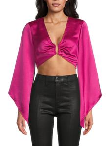 Укороченный атласный топ с кольцом спереди Ramy Brook, цвет Wild Rose