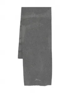 Шарф с вышитым логотипом Jacquemus, серый