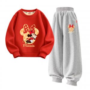 Детская повседневная спортивная одежда с воротником-гольф утепленная Disney, [thickened and fleece-lined]diyafur красный+dihart k серый