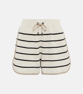 Полосатые хлопковые шорты Brunello Cucinelli, Avena+Nero+Cobblestone