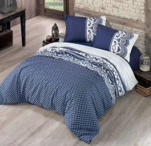 Постельное белье из французского хлопка Qualitex CANZONE синего цвета 220x200, 70x90см KVALITEX