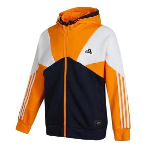 Куртка Men's adidas Stripe Splicing Logo Printing Zipper Hooded Jacket Autumn Black, черный