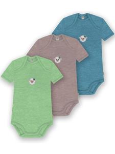 Normani Outdoor Sports Комплект из 3 детских боди с коротким рукавом из мериносовой шерсти, цвет Тауранга, синий/розовый/зеленый