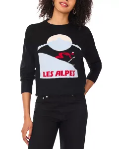 Свитер с круглым вырезом и мотивом Альп Vince Camuto, черный