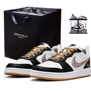 Кроссовки для скейтбординга Court Borough Last Party, Box Synthetic Leather, устойчивые к истиранию, дышащие, низкие, детские Nike, черный белый коричневый