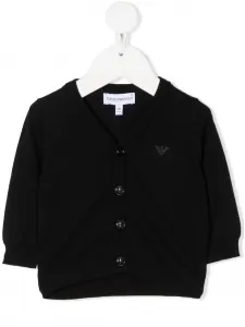 Кардиган с отделкой в рубчик и логотипом Emporio Armani Kids, синий