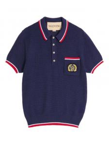 РУБАШКА-ПОЛО ИЗ ХЛОПКА С НАШИВКОЙ VG Valentino Garavani, синий