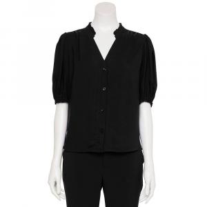 Женская адаптивная рубашка на пуговицах с рюшами и короткими рукавами Nine West, цвет Mineral Black