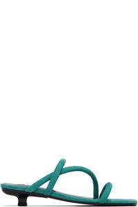 Зеленые детские замшевые босоножки на каблуке Morena Kid BY FAR