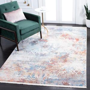 SAFAVIEH Persian Collection ковер, 153 x 153 см, Blue & Beige, современный абстрактный дизайн, без линьки и простой в уходе, идеален для помещений с высокой проходимостью в гостиной, спальне (VTP420B)