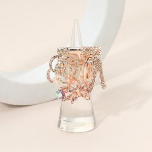 Эластичное кольцо-помада с цветком на высоком каблуке, украшенное стразами Fashnzfab, Peach, Rose Gold