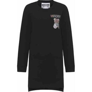 Женское черное платье с длинными рукавами MOSCHINO