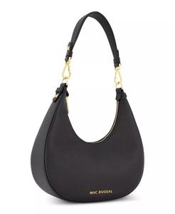 Позолоченная сумка-хобо из зернистой кожи с фурнитурой Mac Duggal, черный