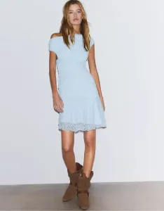 Голубое кружевное платье асимметричного кроя Stradivarius