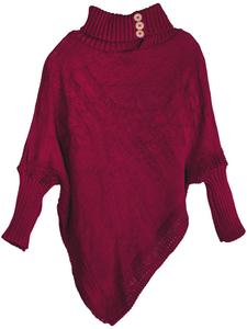 StyleBREAKER Пончо бордово-фиолетового цвета