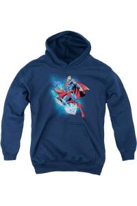 Супермен Кристалайз Молодежная Толстовка с Капюшоном Gildan, темно-синий