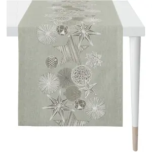 APELT скатерть для стола «4708 CHRISTMAS GLAM, Новогоднее украшение, Рождество», (1 шт.), жаккардовая ткань с люрексом, серо-коричневый/золотой