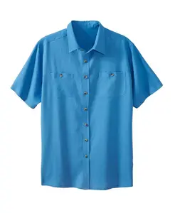 Мужская льняная рубашка с коротким рукавом KingSize, синий