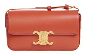 CELINE Триумф блестящая кожаная сумка через плечо женская маленькая красный халцедон