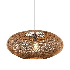 Подвесной светильник Trio Hedda, ротанг/сталь - 1 пламя