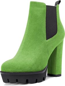 Женские ботильоны Castamere с высоким каблуком, массивной платформой, круглым носком, на щиколотку, короткие ботинки, без застежки, классические ботинки, Green A