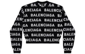 Свитер женский Balenciaga Logo Intarsia, черный
