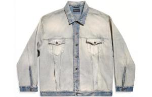 Куртка джиновая с воротником и застежкой на пуговицы Balenciaga, синяя