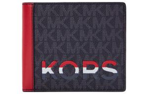 Кошелек MK Cooper из искусственной кожи небольшого размера для мужчин, темно-коричневый/красный MICHAEL KORS