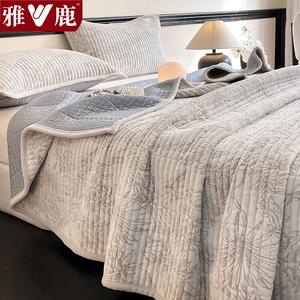 Yalu Комплект постельного белья из 3 предметов (покрывало 180х200 см, 2 наволочки), плотный велюр, цвет Jungle Bed Cover - Gray