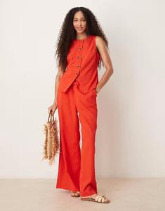 Комбинируемые брюки-палаццо ASOS DESIGN с мятым узором оранжевого цвета