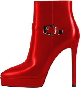 Женские ботильоны FYS с заостренным носком и высокой шпилькой, с пряжкой и боковой молнией, для вечеринок и комфорта, размеры 4-15 US, Red