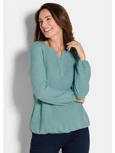 Короткий размер: блузка из джерси. Элегантная блузка с круглым вырезом и декоративной отделкой серо-зеленого цвета. GOLDNER