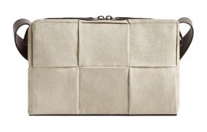 Bottega Veneta Сумка для фотоаппарата из телячьей кожи, наплечная сумка, сумка через плечо, средний размер, мужская, серо-бежевый цвет ткани