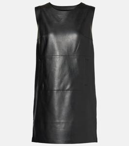 Мини-платье из искусственной кожи со сборками Norma Kamali, черный
