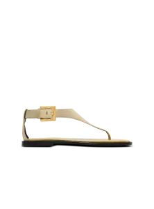 Замшевые плоские сандалии с перемычкой Anthem Balmain, бежевый