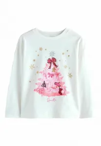 Топ с длинными рукавами и пайетками, прямого кроя. Next, Ecru Christmas Tree
