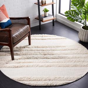 Ковер SAFAVIEH, 183 x 183 см, Kenya Collection, Ivory, ручной вязки, фактурная шерсть, идеален для помещений с высокой проходимостью в гостиной, спальне (KNY951A)