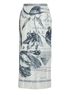 Юбка миди с цветочным принтом ERDEM, белый