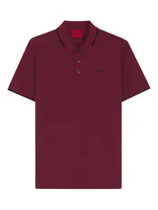 Рубашка поло с вышитым логотипом HUGO, красный