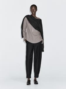 Брюки-Саруэль из смесовой шерсти с пряжкой Massimo Dutti, черный