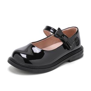 ABC KIDS Легкие детские кожаные туфли с амортизацией, черные/зеркальные