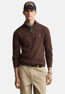 Хлопковый комбинезон с косами и молнией до середины груди Gant, Brown Melange