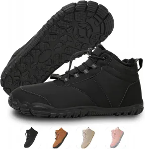 Зимние снежные ботинки для женщин с хлопковой утепленной теплой подкладкой, водонепроницаемые ботинки до щиколотки для прогулок и походов FeedMoo, черный