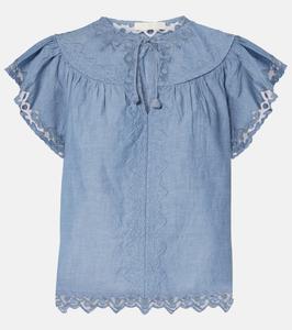 Топ Effie из хлопка с кружевной отделкой Ulla Johnson, Chambray