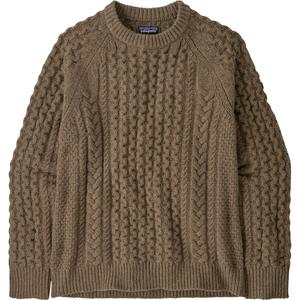 Свитер Recycled Wool-Blend Cable Knit с круглым вырезом Patagonia, коричневый