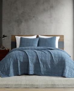 Однотонный комплект постельного белья из 3 предметов с эффектом потертости, размер Full/Queen Kenneth Cole New York, Twilight