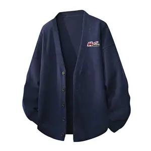 Кардиган женский с лацканами WARRIOR, темно-синий (diy badge)